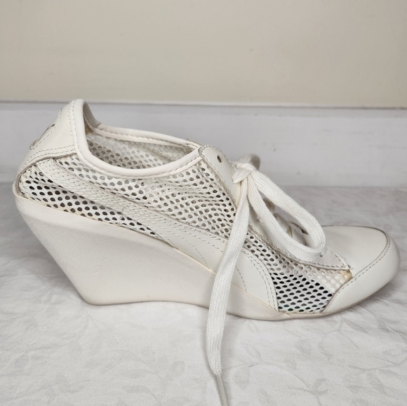 Puma White Leather Wedge Sneakers - Picture 5 of 13
